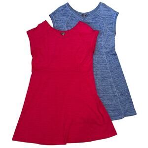 Bundle of 2 Talbots Cap Sleeve Knit A-line Dresses in Pink/Blue Size L